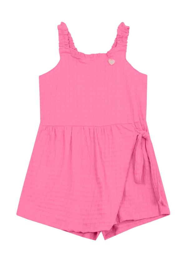 Macaquinho Infantil Menina Quadriculado Rosa