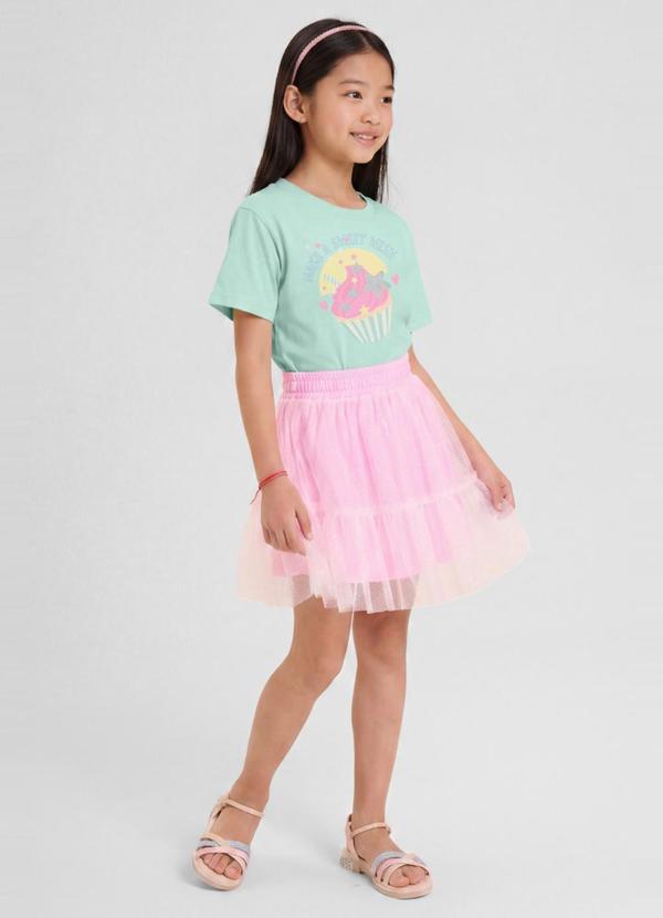 Saia Shorts Infantil Menina em Cotton Rosa
