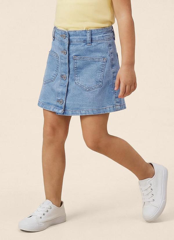 Shorts Saia Evasê Jeans Azul Claro