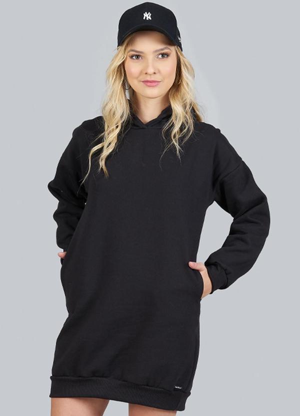 Vista 2 Blusão Teen Feminino Moletom Oversized Preto Soft Bonni Soft Bonni