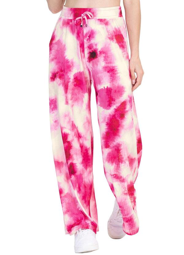Vista 2 Calça Juvenil Pantalona em Ribana Canelada Rosa MINTY MINTY