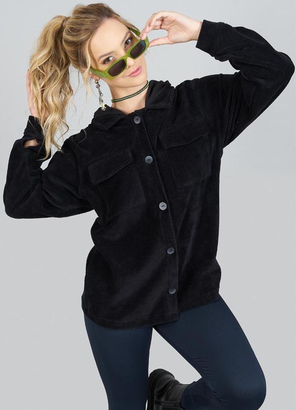 Vista 2 Jaqueta Teen Unissex Cotelê Preto Soft Bonni Soft Bonni