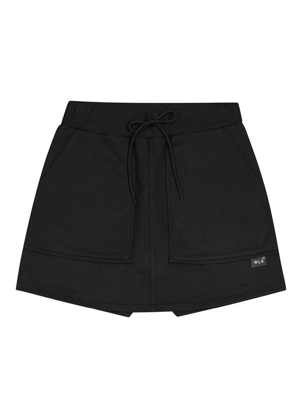 Short-Saia Básico em Moletom Juvenil Preto
