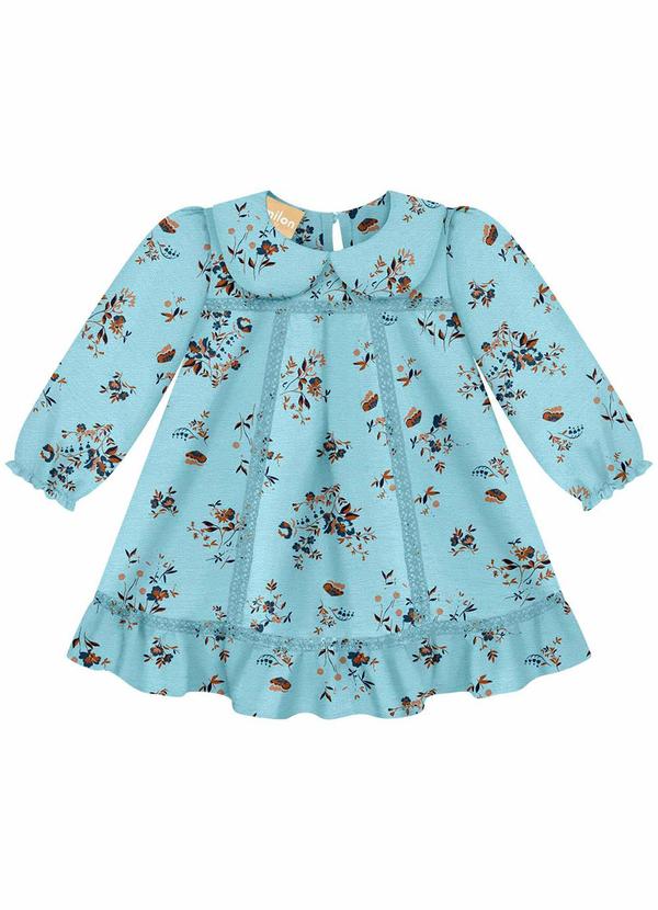 Vestido Bebê Menina Estampa Azul