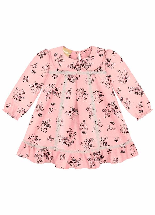 Vestido Bebê Menina Estampa Rosa