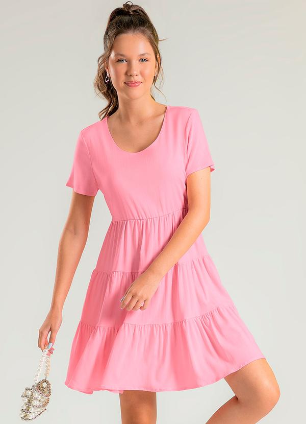 Vista 2 Vestido Curto em Viscose Rosa Claro Cativa Teen Cativa Teen
