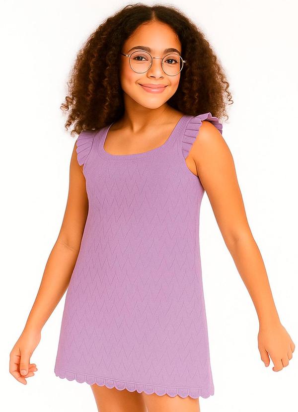 Vista 2 Vestido Infantil em Tricot Roxo Anadoda Anadoda