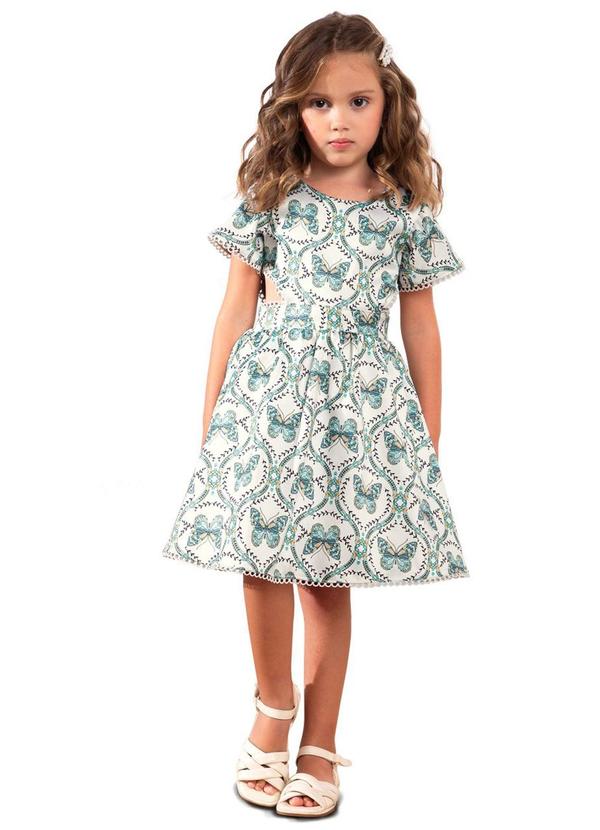 Vestido Infantil Menina Borboleta Off White