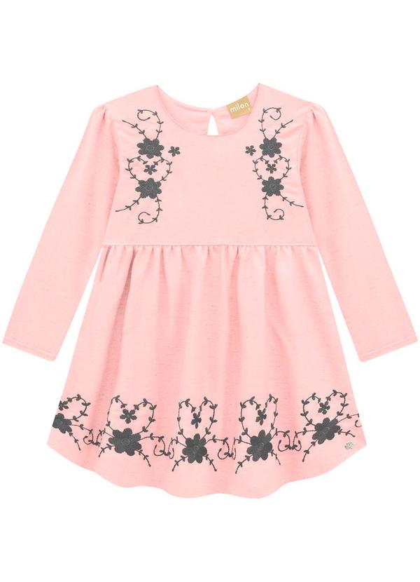 Vestido Infantil Menina Bordado Rosa