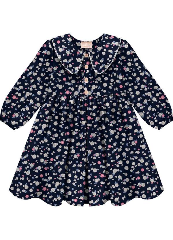Vista 2 Vestido Infantil Menina Estampa Azul Milon Milon