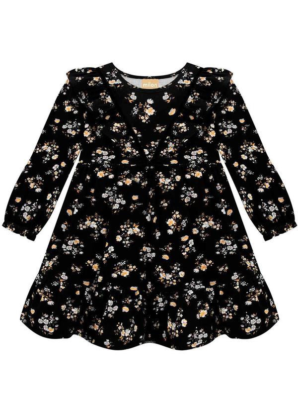 Vestido Infantil Menina Estampa Preto