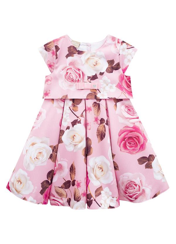 Vista 2 Vestido Infantil Menina Flores Rosa Milon Milon