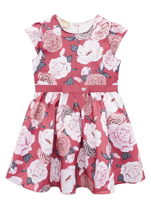 Vestido Infantil Menina Flores Vermelho