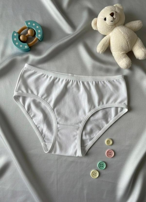 Calcinha de Algodão Infantil Tanga Branco