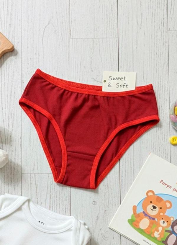 Calcinha de Algodão Infantil Tanga Vermelho