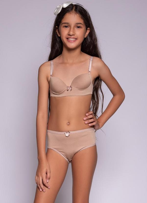 Conjunto Juvenil com Bojo Tanga Bege