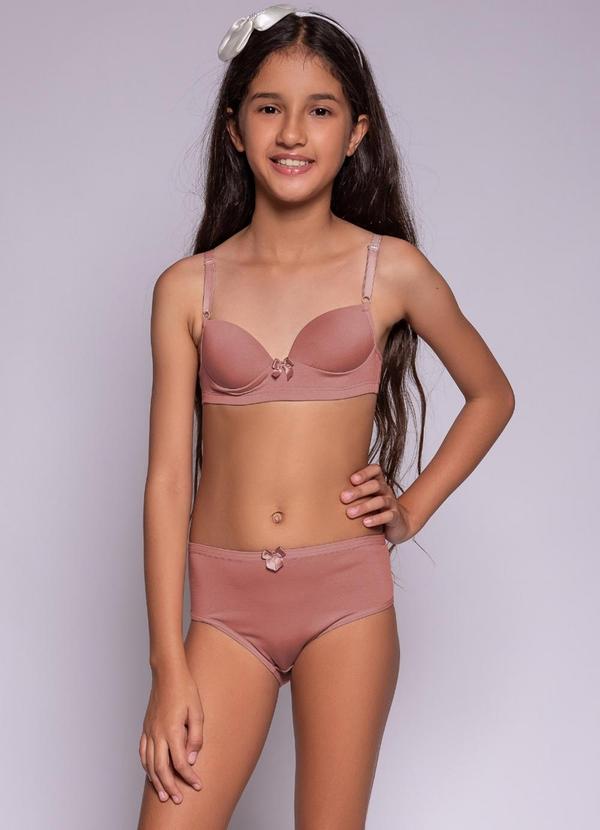 Conjunto Juvenil com Bojo Tanga Rosa