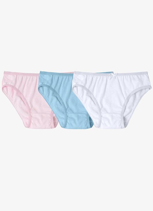 Kit 3 Calcinhas Infantil Lisas em Algodão Branco