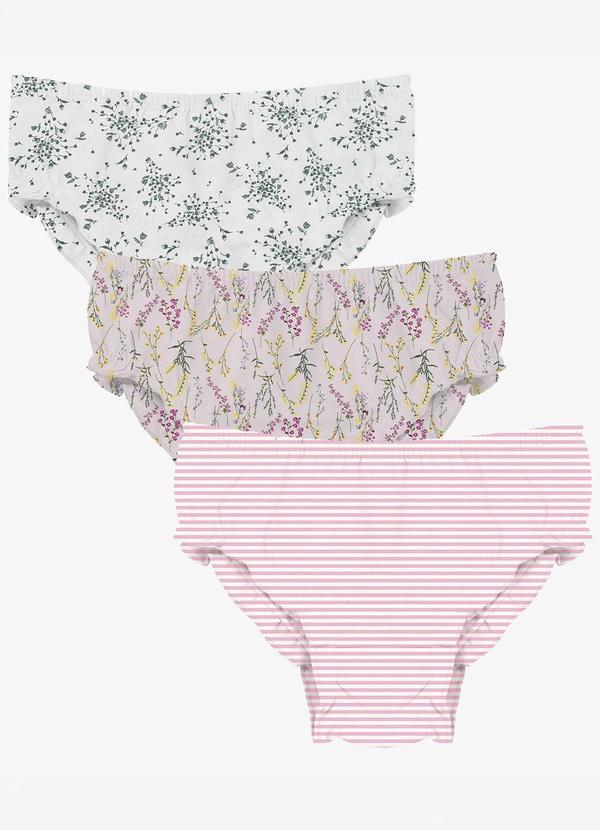 Kit 3 Calcinhas Infantis Cotton Unica
