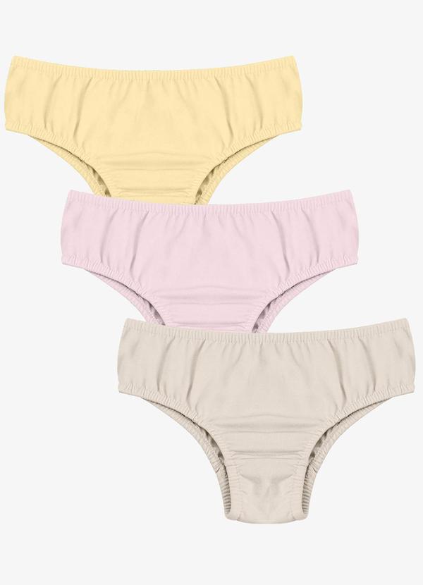 Kit 3 Calcinhas Infantis Lisa Cotton Unica