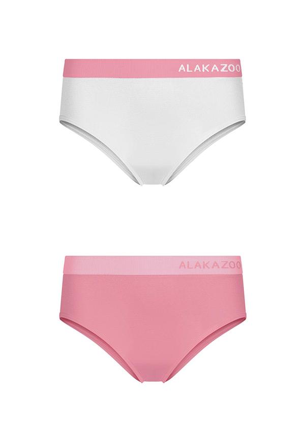 Vista 2 Kit com 2 Calcinhas Infantis sem Costura Branco Alakazoo Alakazoo