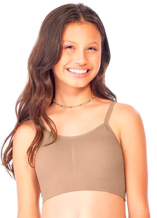 Top Teen com Bojo Removível sem Costura Bege