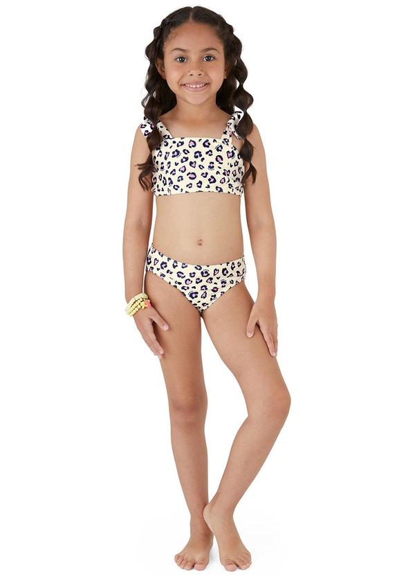 Biquíni Animal Print Malha Uv Off White