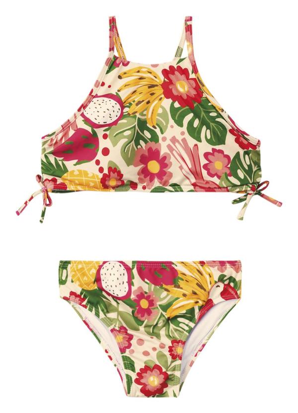 Biquíni Infantil Tropical Uv50+ Vermelho