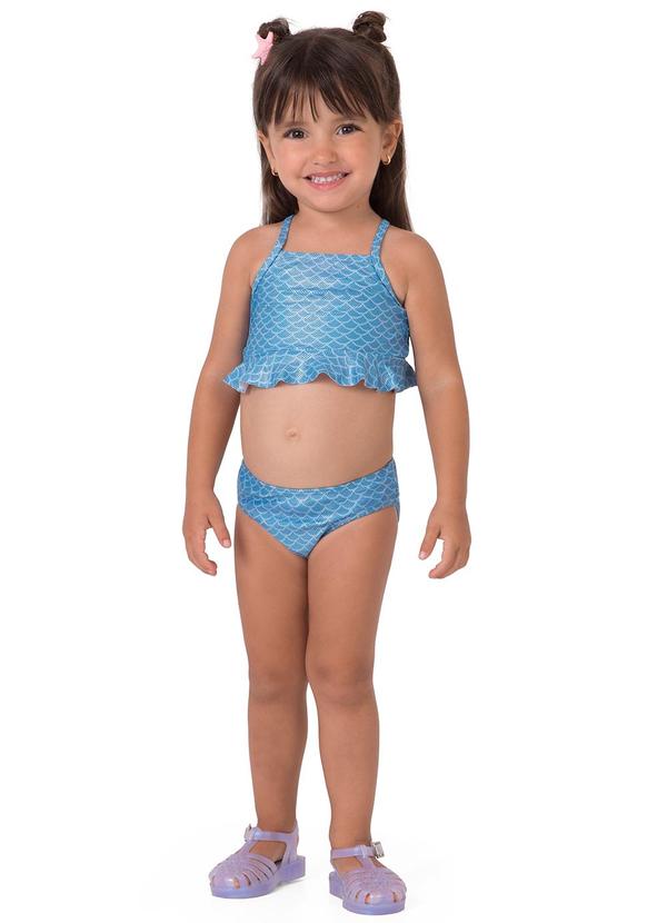 Biquíni Sereia Malha Glitter Uv Azul
