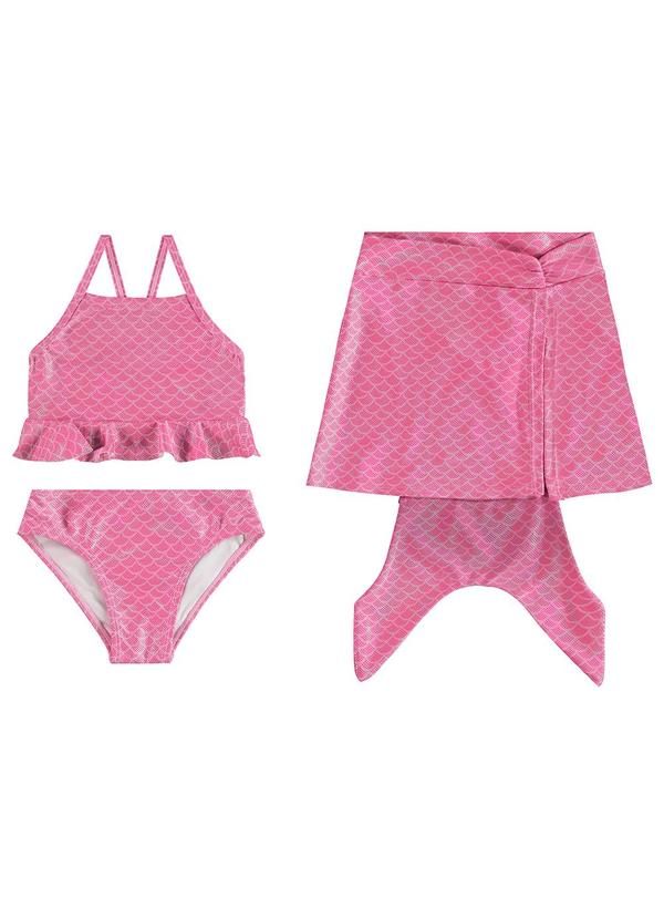 BiquÃni Sereia Malha Glitter Uv Rosa