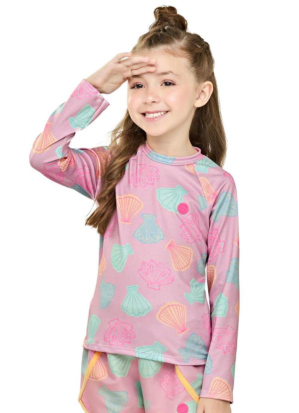 Blusa de Proteção Solar Infantil Menina Rosa