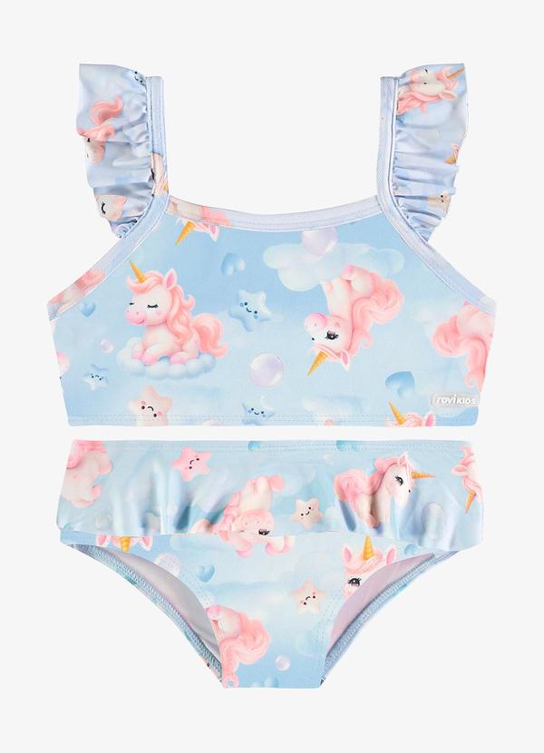 Conjunto Biquini Blusa com Calcinha Uv Azul