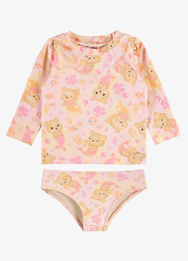 Conjunto Bíquini Camiseta e Calcinha Rosa