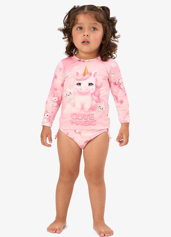 Conjunto Bíquini Infantil Proteção Uv Rosa