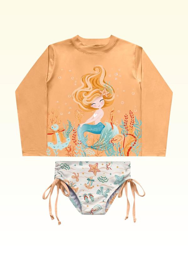 Conjunto Blusa e Calcinha Moda Praia Laranja