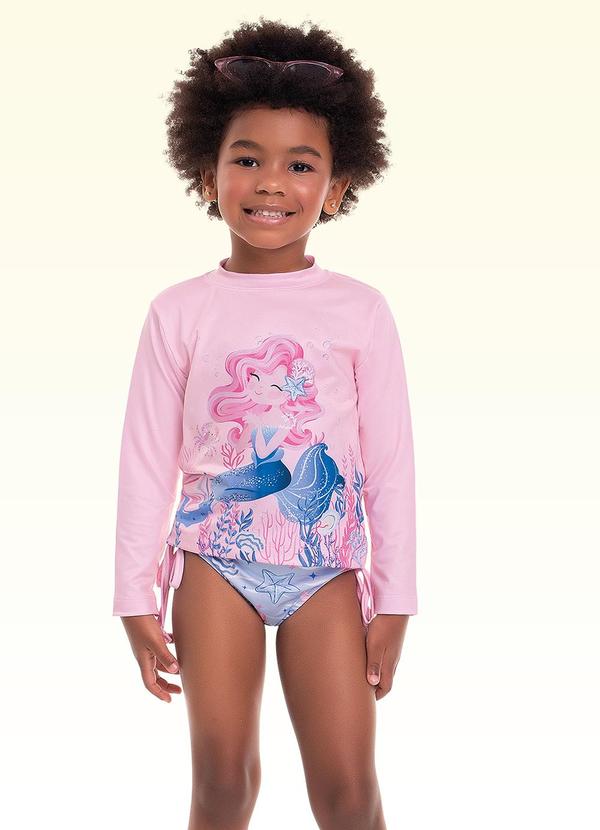 Conjunto Blusa e Calcinha Moda Praia Rosa