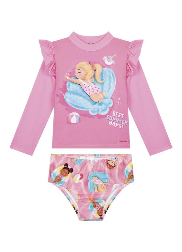 Conjunto Blusa Manga Longa e Tanga em Rosa