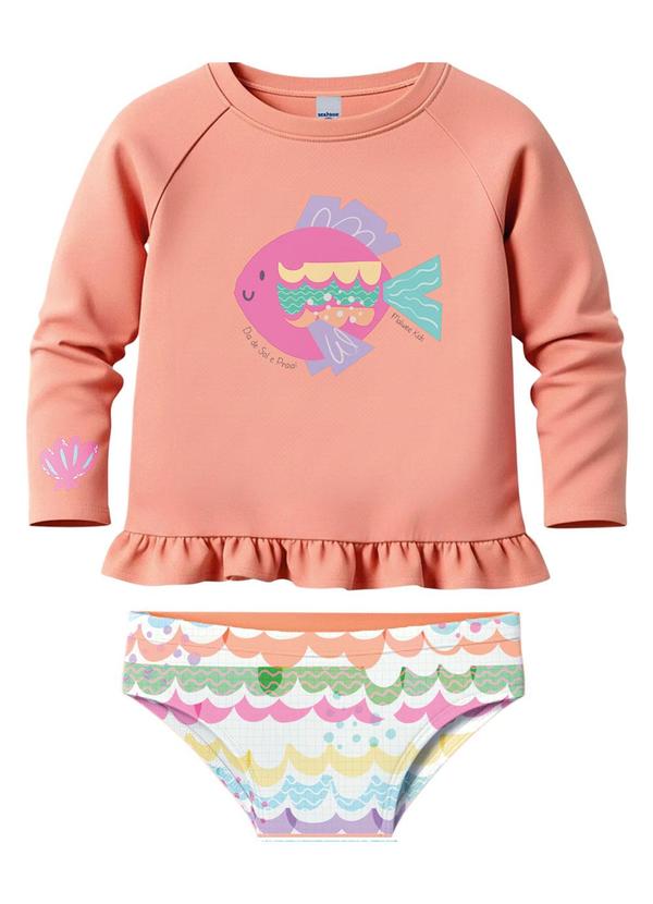 Conjunto Peixinho Malha Uv Laranja
