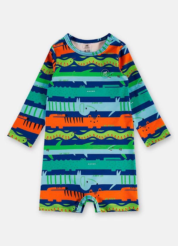 Vista 2 Macaquinho Praia Fps 50+ Animais Up Baby Azul Up Baby