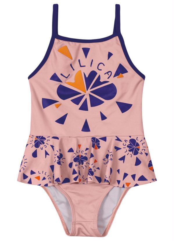 Vista 2 Maiô com Proteção Solar Infantil Rosa Lilica Ripilica Lilica Ripilica