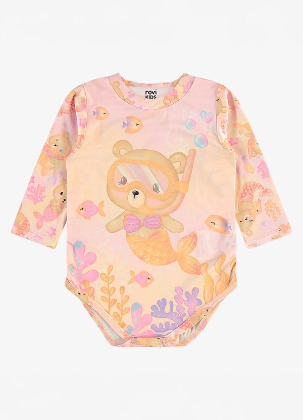 Maiô Infantil Estampado Proteção Uv Rosa