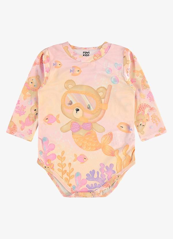 Maiô Infantil Estampado Proteção Uv Rosa