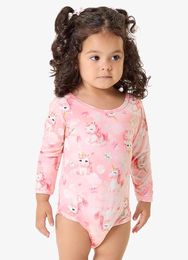 Maiô Infantil Estampado Proteção Uv Rosa