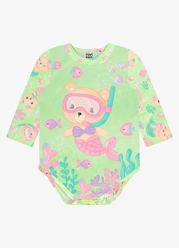 Maiô Infantil Estampado Proteção Uv Verde