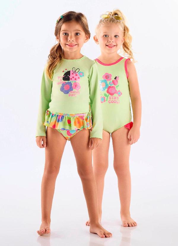 Maiô Infantil Fps+50 Forrado Verde