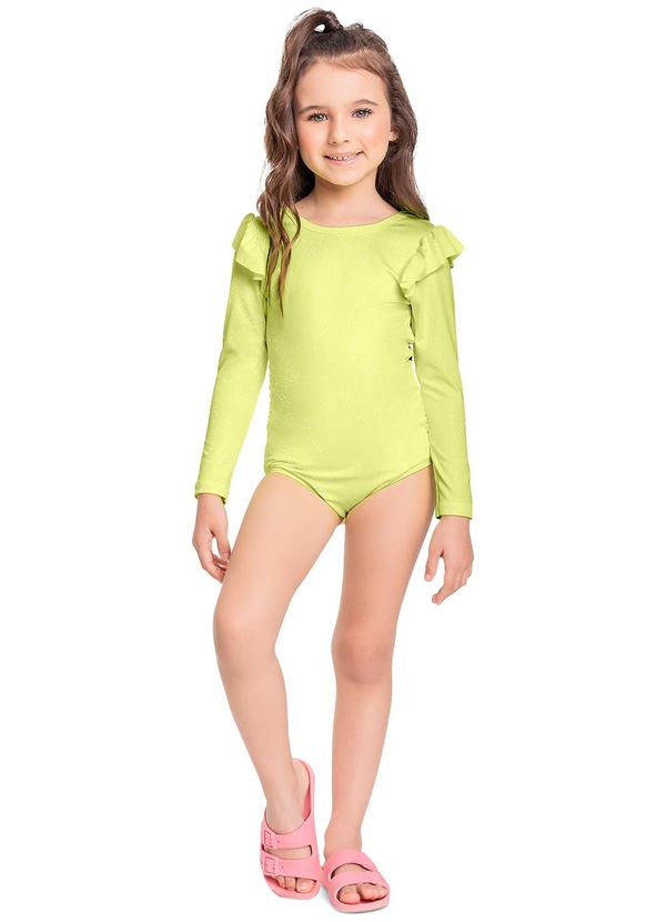 Maiô Infantil Manga Longa Fps +50 Amarelo