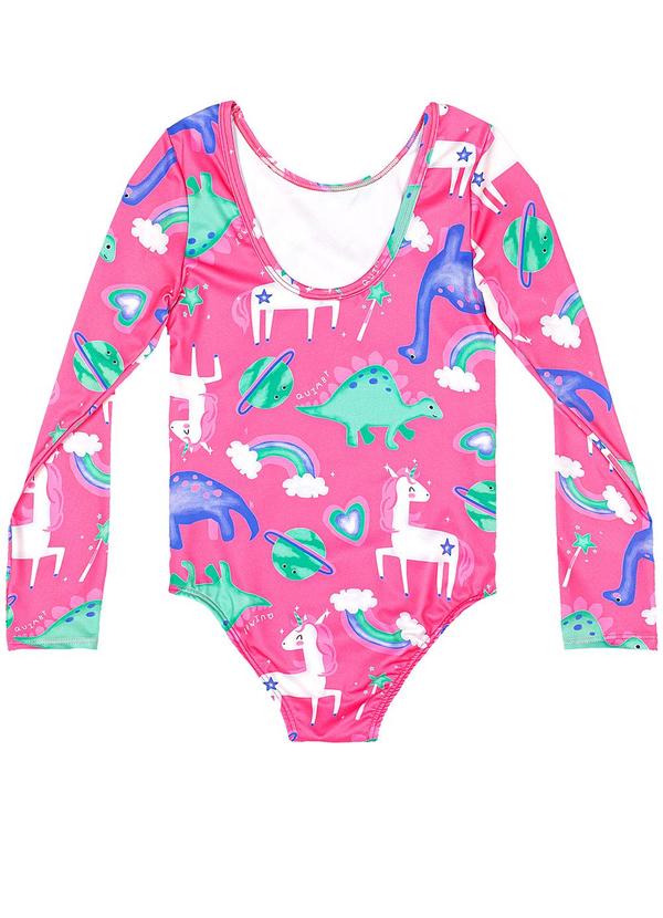 Maiô Infantil Manga Longa Fps 50+ Rosa
