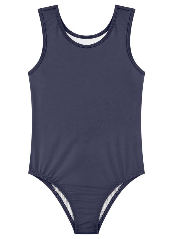Maiô Infantil Menina em Malha Proteção Uv Azul