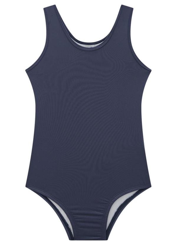 Vista 2 Maiô Menina em Malha Beachwear Azul Marlan Marlan