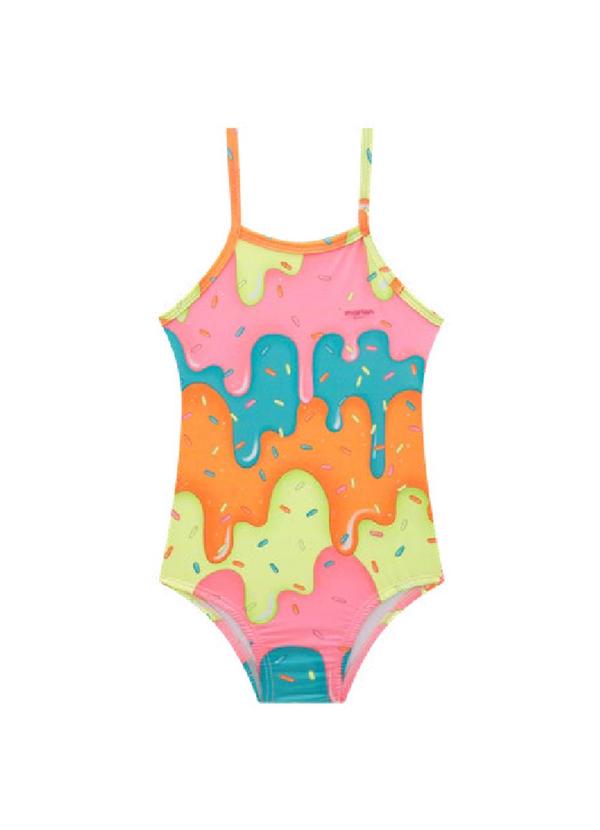 Vista 2 Maiô Menina em Malha Beachwear Laranja Marlan Marlan